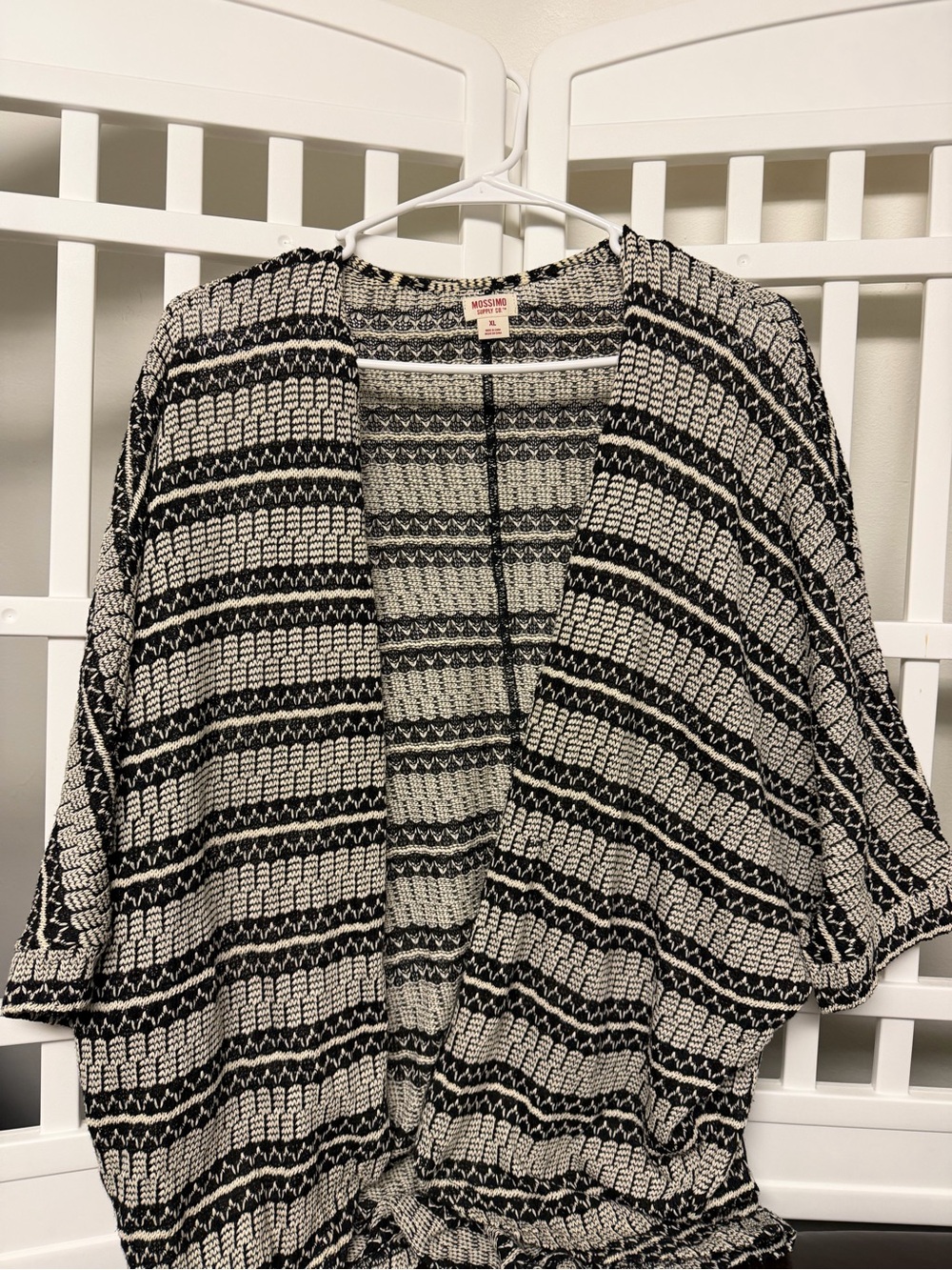 Mossimo Supply Co. Black & Cream Open-Front Knit Cardigan